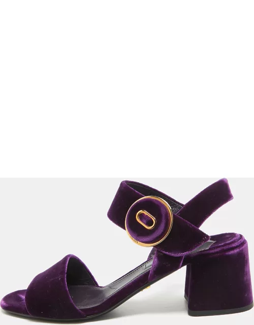 Prada Purple Velvet Ankle Strap Sandal