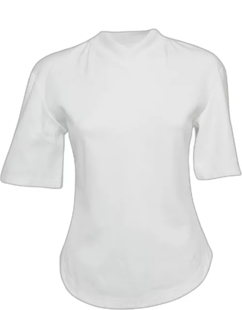 The Attico White Cotton Knit V-Neck T-Shirt