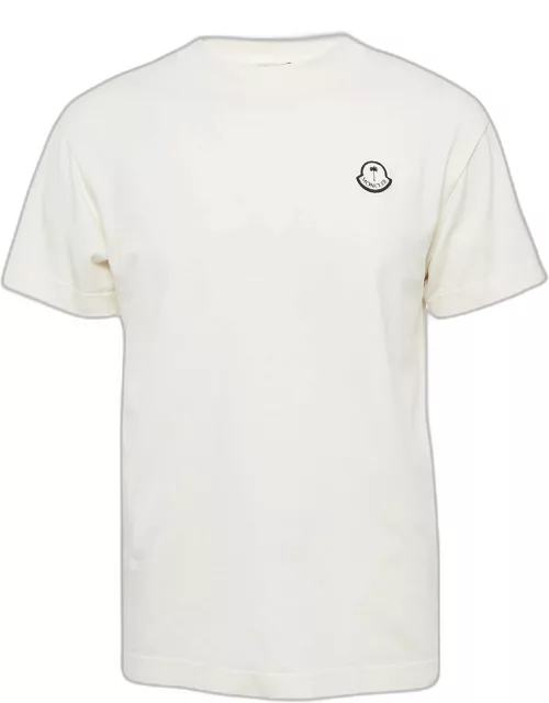 Moncler X Palm Angels Logo Print Cotton Knit Crewneck T-Shirt