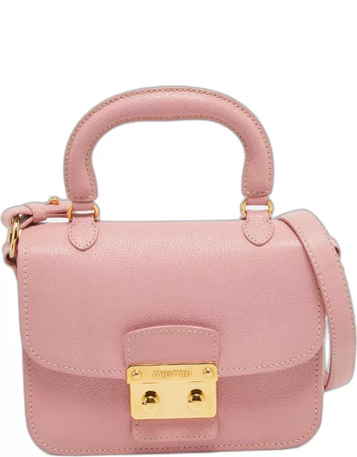 Miu Miu Pink Leather Pushlock Flap Top Handle Bag