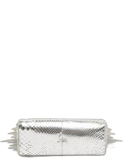 Christian Louboutin Silver Python Marquise Spiked Clutch