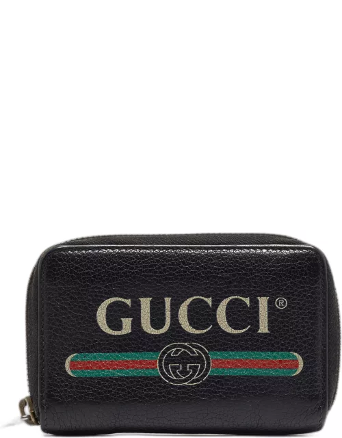 Gucci Black Leather Logo Zip Purse