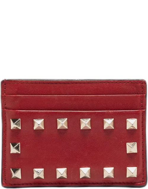 Valentino Red Leather Rockstud Card Holder