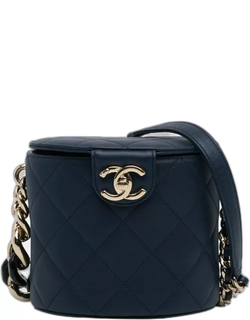 Chanel Navy blue CC Round Vanity Bag