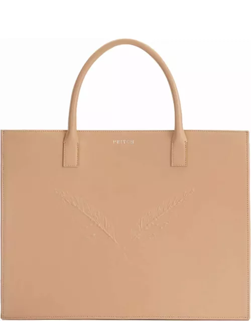 PIERCED Feather Leather Tote Bag Beige