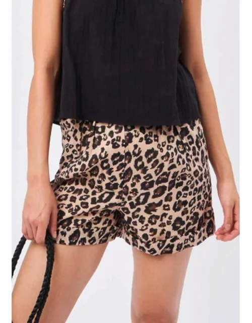 PETITE MENDIGOTE Pipo Fauve Leopard Shorts - Beige