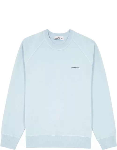 Stone Island Logo-print Cotton Sweatshirt - Light Blue