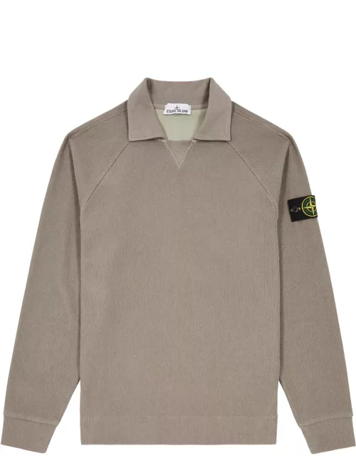 Stone Island Logo Ribbed Cotton-blend Sweatshirt - Grey