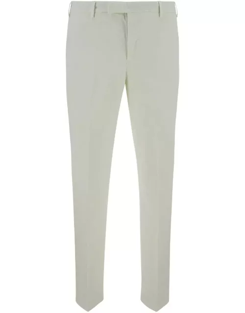 PT01 Sartorial Slim Fit White Trousers In Cotton Blend Man