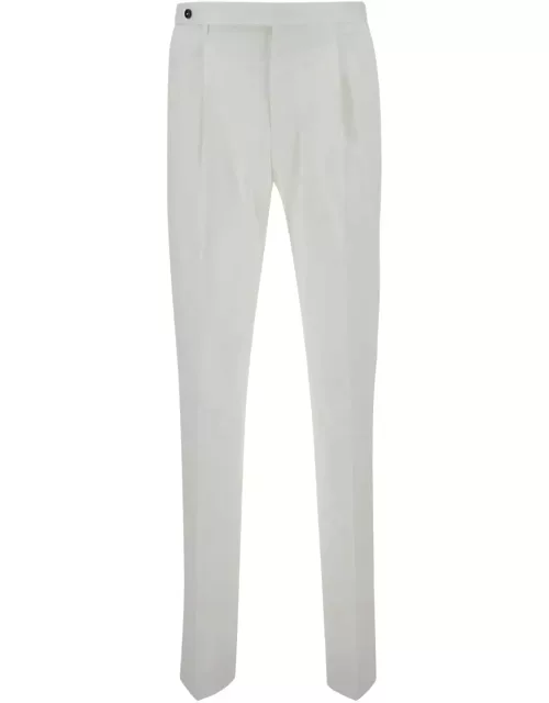 PT01 White Slim Fit Tailoring Pants In Cotton Blend Man
