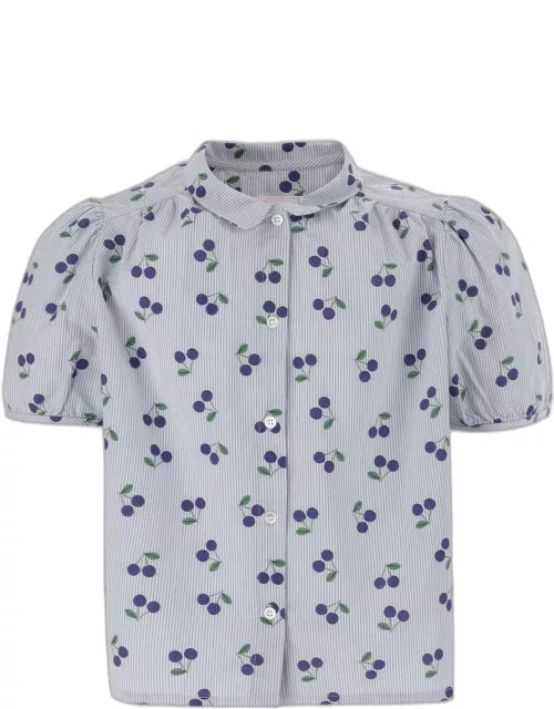 Bonpoint Cotton Shirt With Cherry Pattern