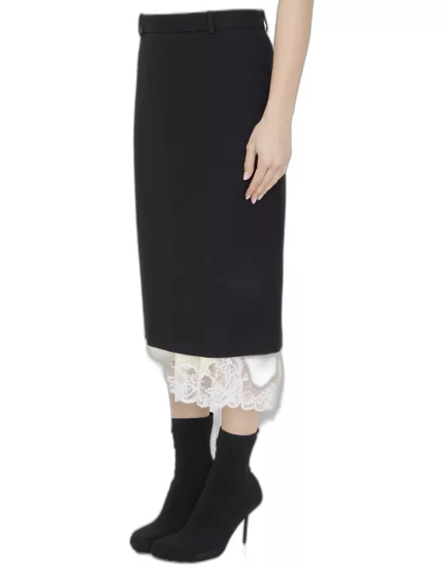 Balenciaga Wool Lingerie Tailored Skirt