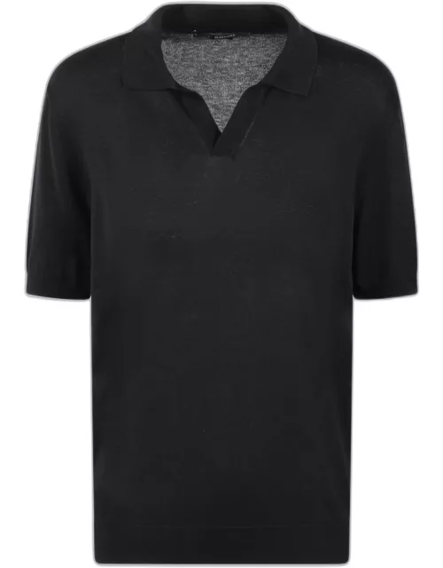 Tagliatore Open Collar Knitted Polo Shirt
