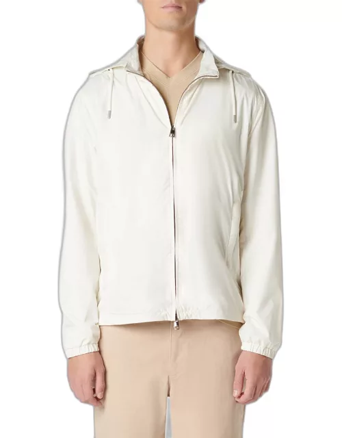 Men's Wind-Resistant Jacket with Detachable Hood