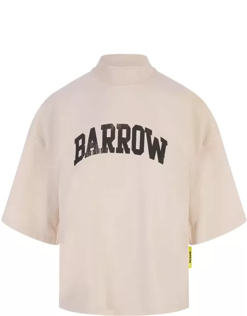 Barrow Dove Crop T-shirt With washed Effect