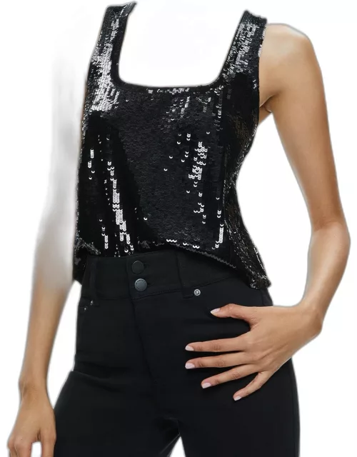 Avril Sequined Boxy Tank Top