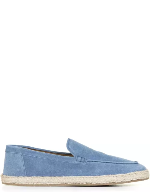 Doucal's Slip On Moccasin In Blue Suede