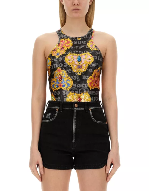 versace jeans couture top with print