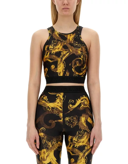 versace jeans couture baroque print top