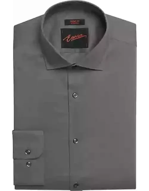 Egara Men's Skinny Fit Solid Dress Shirt Charcoal Solid