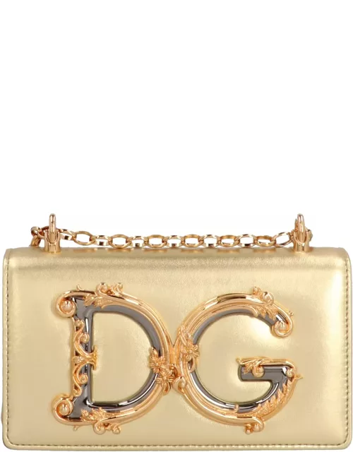 Dolce & Gabbana Phone Bag With Chain Strap And Baroque Logo