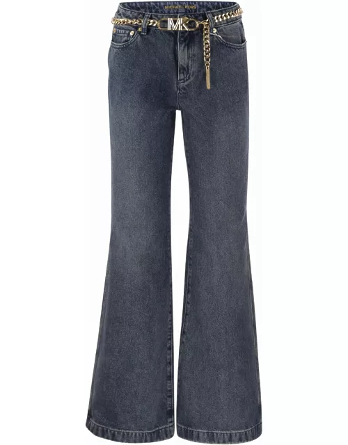 Michael Kors Flared Jeans With Chain Belt