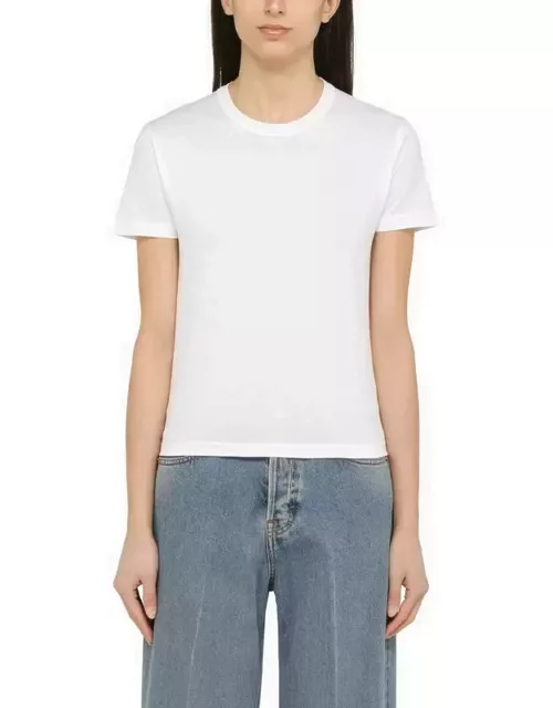 White cotton crew-neck T-shirt with web detai