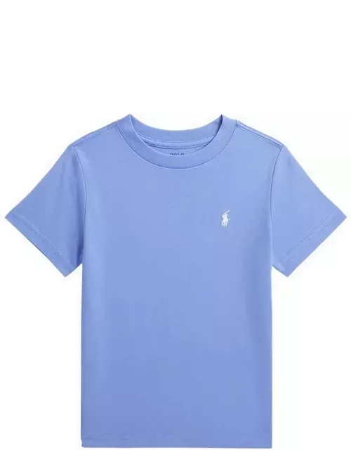 Blue cotton crew-neck T-shirt