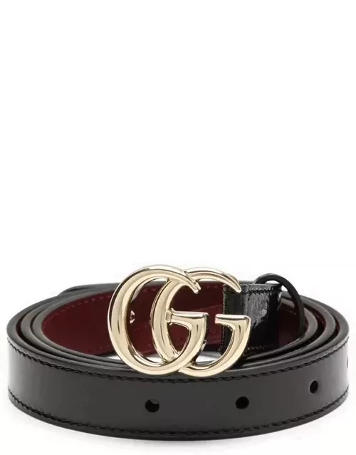 GG Marmont thin belt in black patent leather