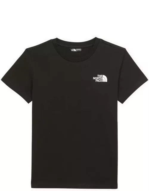 Black cotton blend crew-neck T-shirt with logo