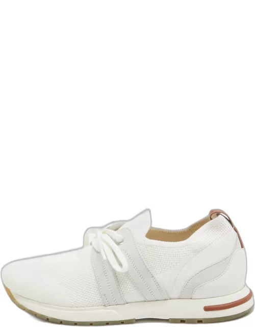 Loro Piana White/Grey Knit Fabric 360 Flexy Walker Sneaker