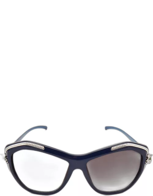 Cartier Navy Blue/Black Gradient Panthere De Cartier Cat Eye Sunglasse
