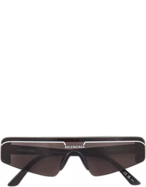 Balenciaga Black/White BB0003S Ski Reflection Shield Sunglasse