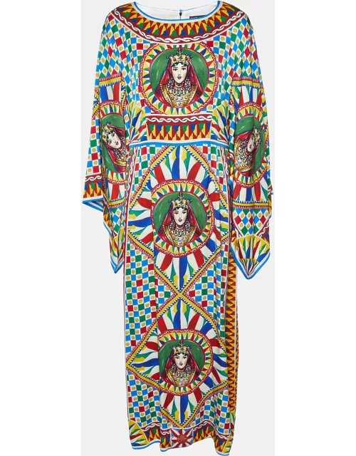 Dolce & Gabbana Multicolor Queen Print Silk Kimono Dress