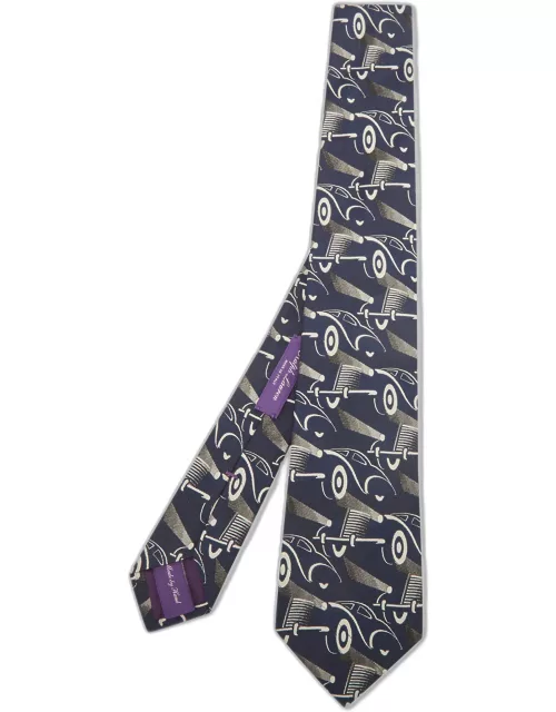 Ralph Lauren Navy Blue Abstract Jacquard Silk Tie