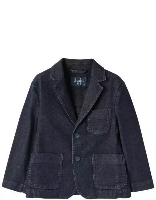 Blue single-breasted cotton jacket