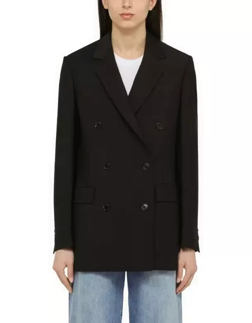 Black double-breasted jacket in wool and mohair