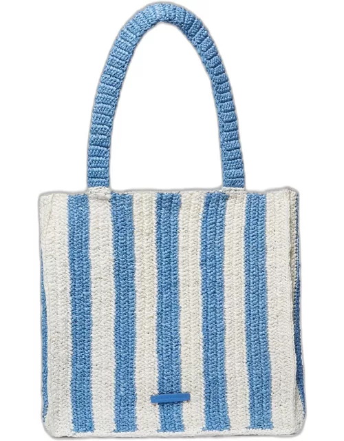 Powder Blue White Stripe Crochet Orion Bag