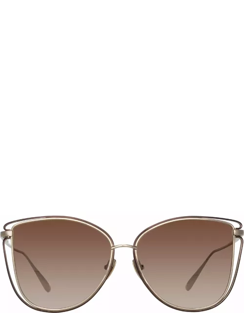 Dinah Cat Eye Sunglasses in Light Gold
