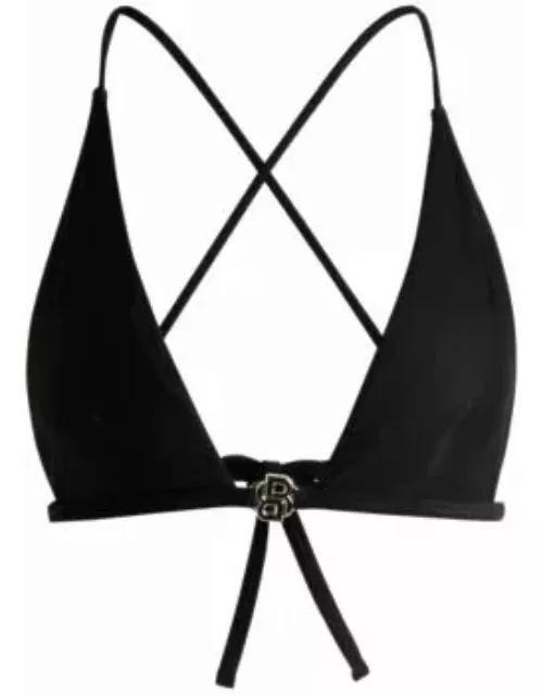 Triangle bikini top with Double B monogram- Black Women's Swimwear