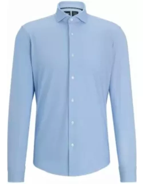 Regular-fit shirt in structured performance-stretch material- Light Blue Men's Shirt