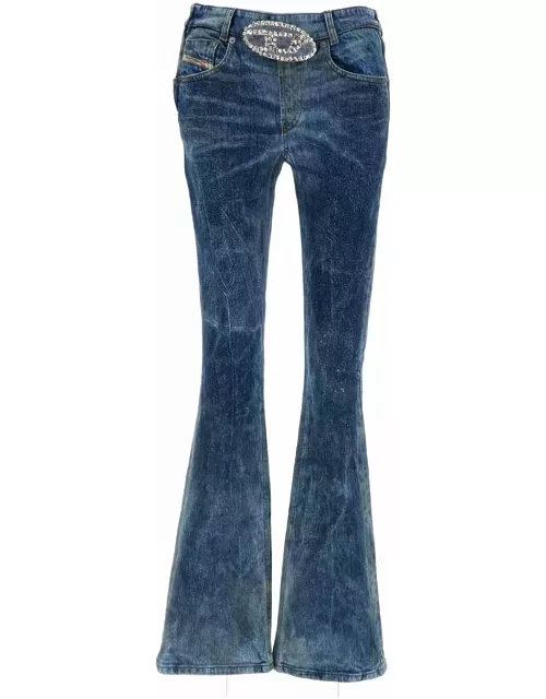 Diesel Blue Low Waist Flare Jeans In Cotton Blend Woman