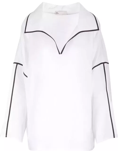 Tory Burch Loose-fitting White Linen Shirt