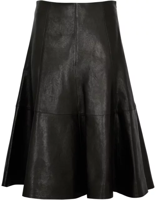 Khaite Lennox Leather Midi Skirt - Black - 6 (UK10 / S)