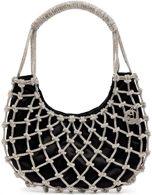 Rosantica Nodi Crystal-embellished Satin Shoulder bag - Black