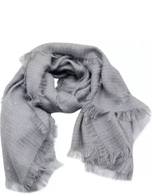 Fabiana Filippi Wool Scarf Embellished With Micro Sequins With Fringes On The Sides Measuring 175 X 160 C