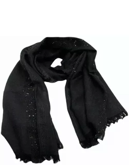 Fabiana Filippi Wool Blend Scarf Embellished With Lurex And Micro Sequins Measuring 170 X 180 C