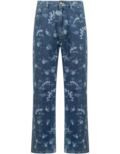 Jeans With Marni Dripping Print