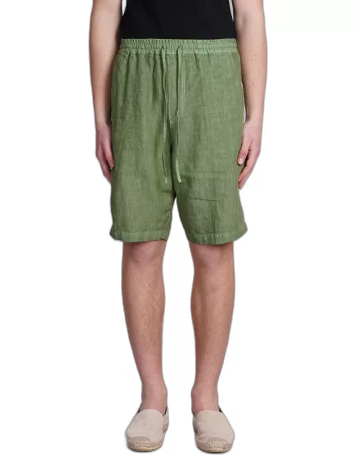 120% Lino Shorts In Green Linen