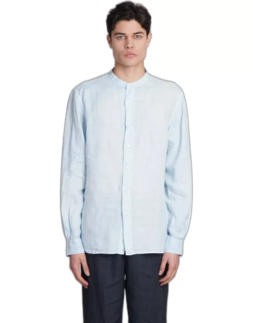 Aspesi Camicia Bruce Shirt In Cyan Linen